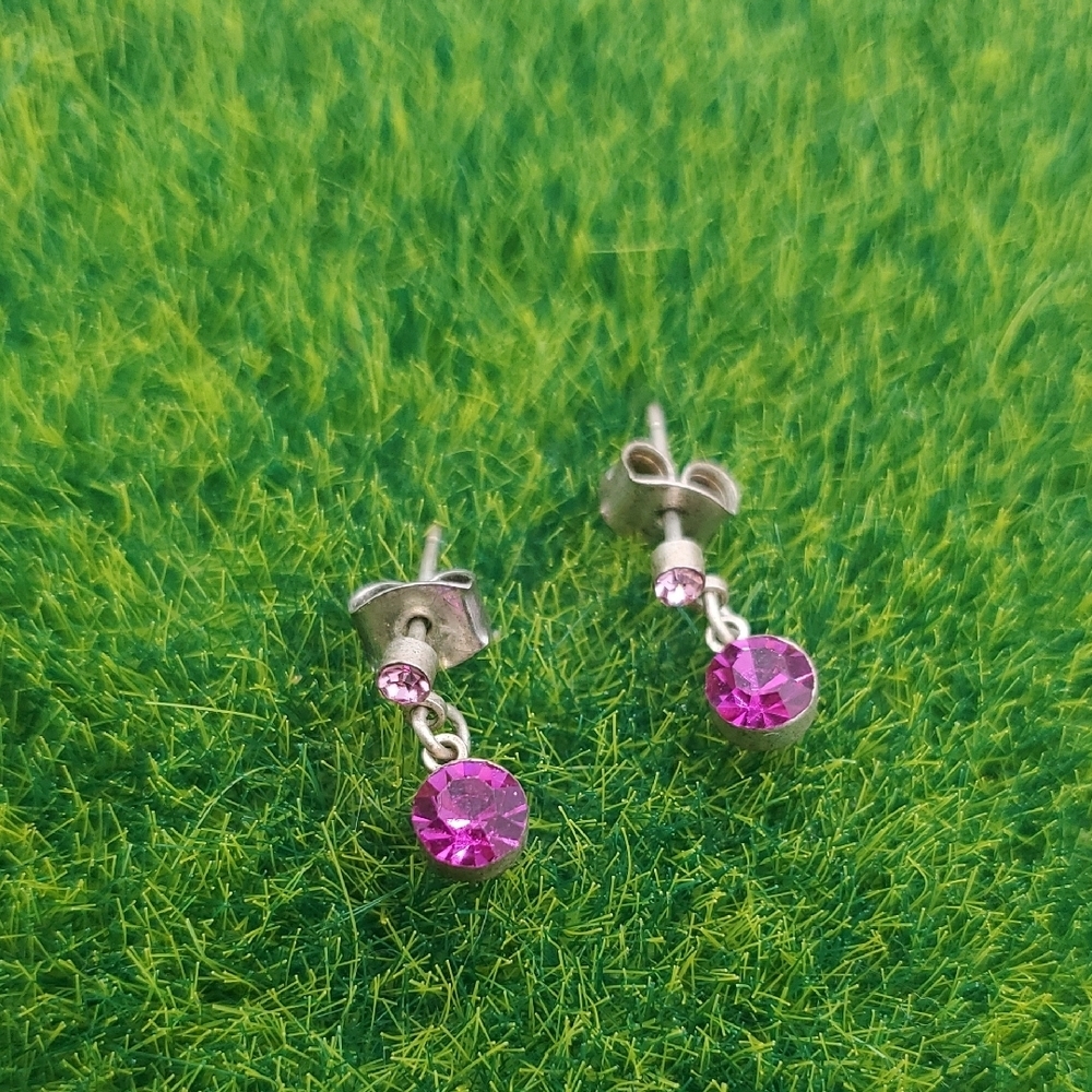 Shining Pink Sugar Crystal Earrings E1030